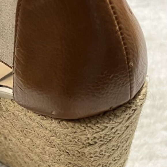 CANDIES Open Toe Beige Espadrille Wedge Platform Heels Elastic Straps Size 7.5M - Picture 11 of 12
